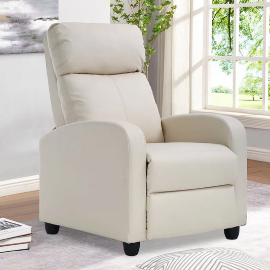 Recliner Chair for Living Room Home Theater Seating Single Reclining Sofa Lounge with Padded Seat Backrest (Beige)