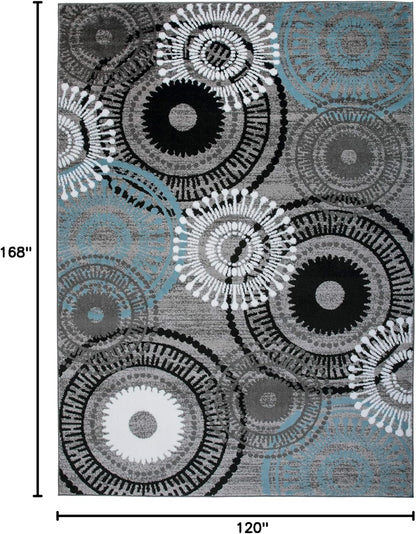 Contemporary Circles Area Rug 10' X 14' Blue