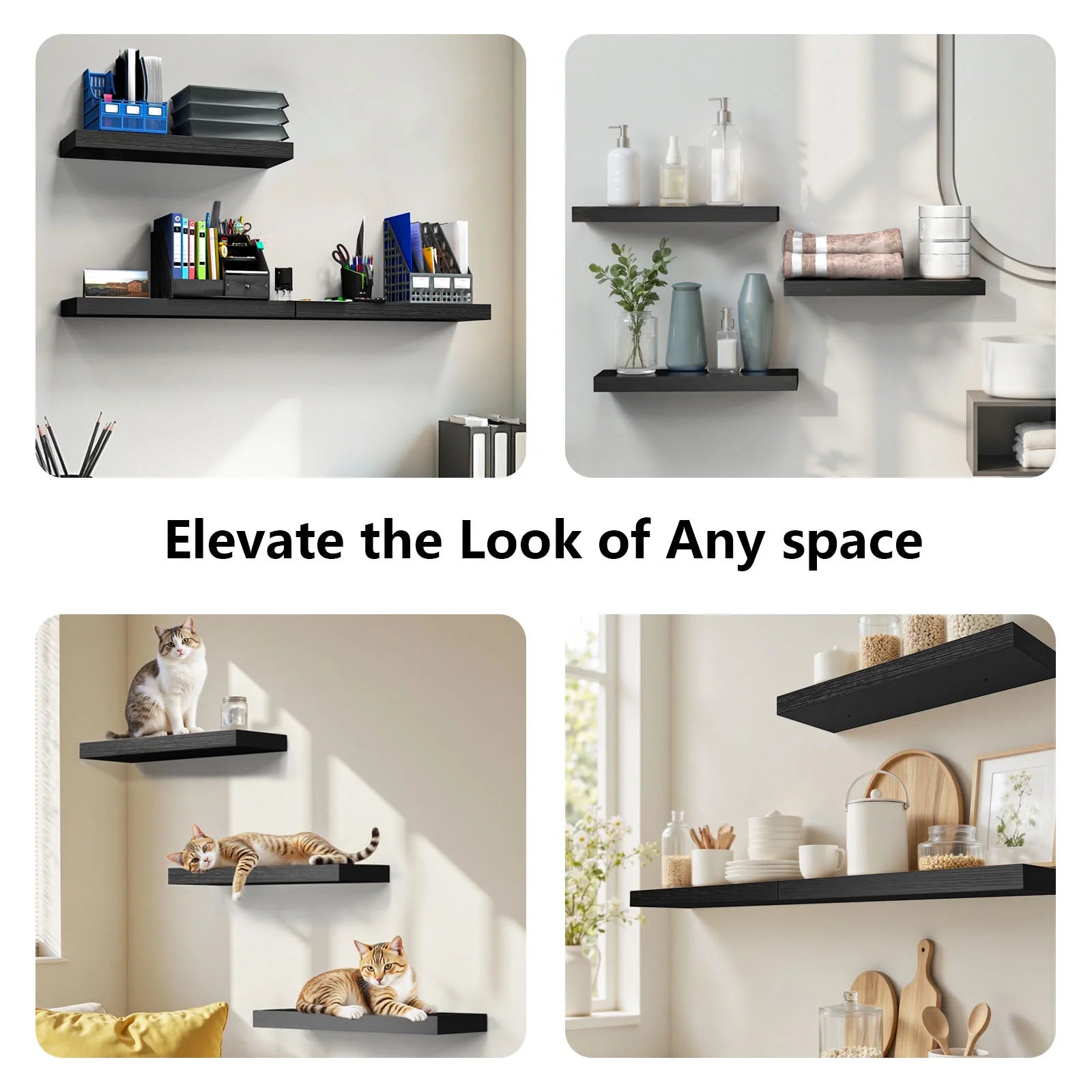 3 Sets 15 X 7" Wall Mounted Floating Shelves, Storage Shelves Perfect for Bedroom, Bathroom, Living Room and Kitchen Storage