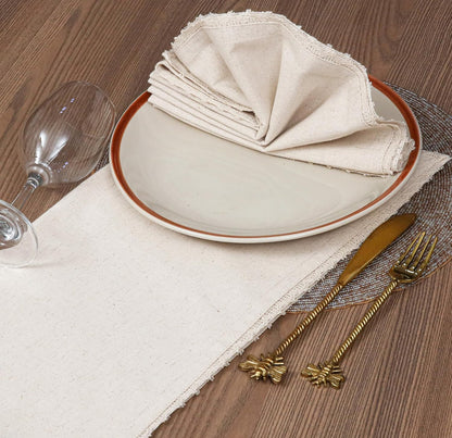 Cloth Dinner Napkins Linen Flax Cotton 18X18 Inch with Lace Set of 12, Natural Mitered Corners Perfect for Wedding Mashine Washable Reusable Napkins Dinner, Parties and Table Decorations