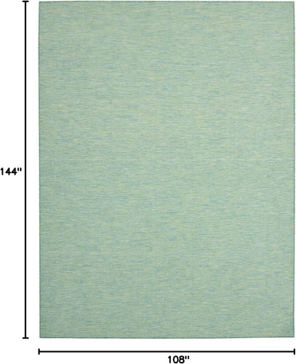 Positano Indoor/Outdoor Blue/Green 9' X 12' Area Rug, Easy Cleaning, Non Shedding, Bed Room, Living Room, Dining Room, Backyard, Deck, Patio (9X12)