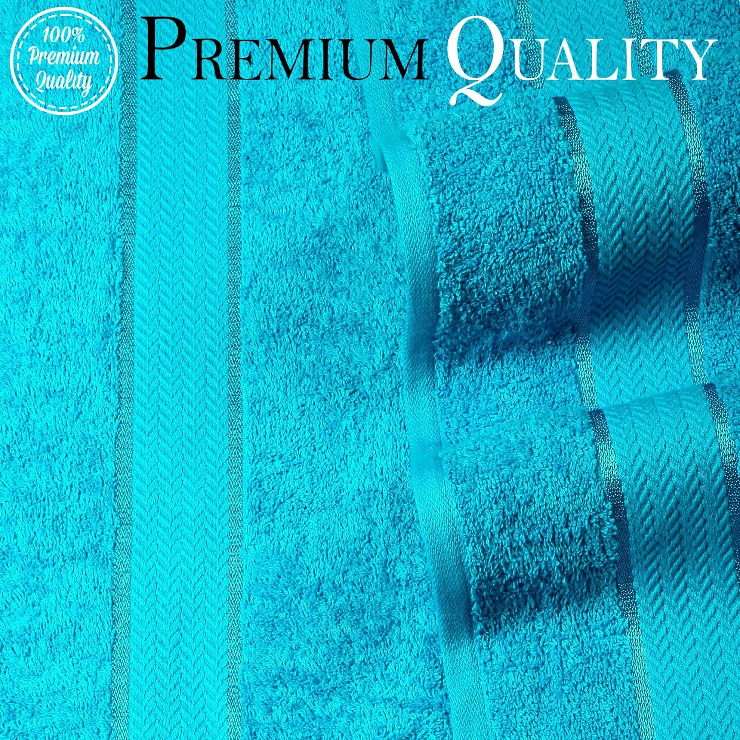 Bath Towels Set-100% Cotton- 2 Bath, 2 Hand & 2 Washcloths- Large, Thick, Fluffy, Absorbent, Quick Dry, Soft, Plush -Gift, Pool, Hotel, Gym Towel -6 Piece Luxury Bathroom Towels -Aqua Blue / Turquoise