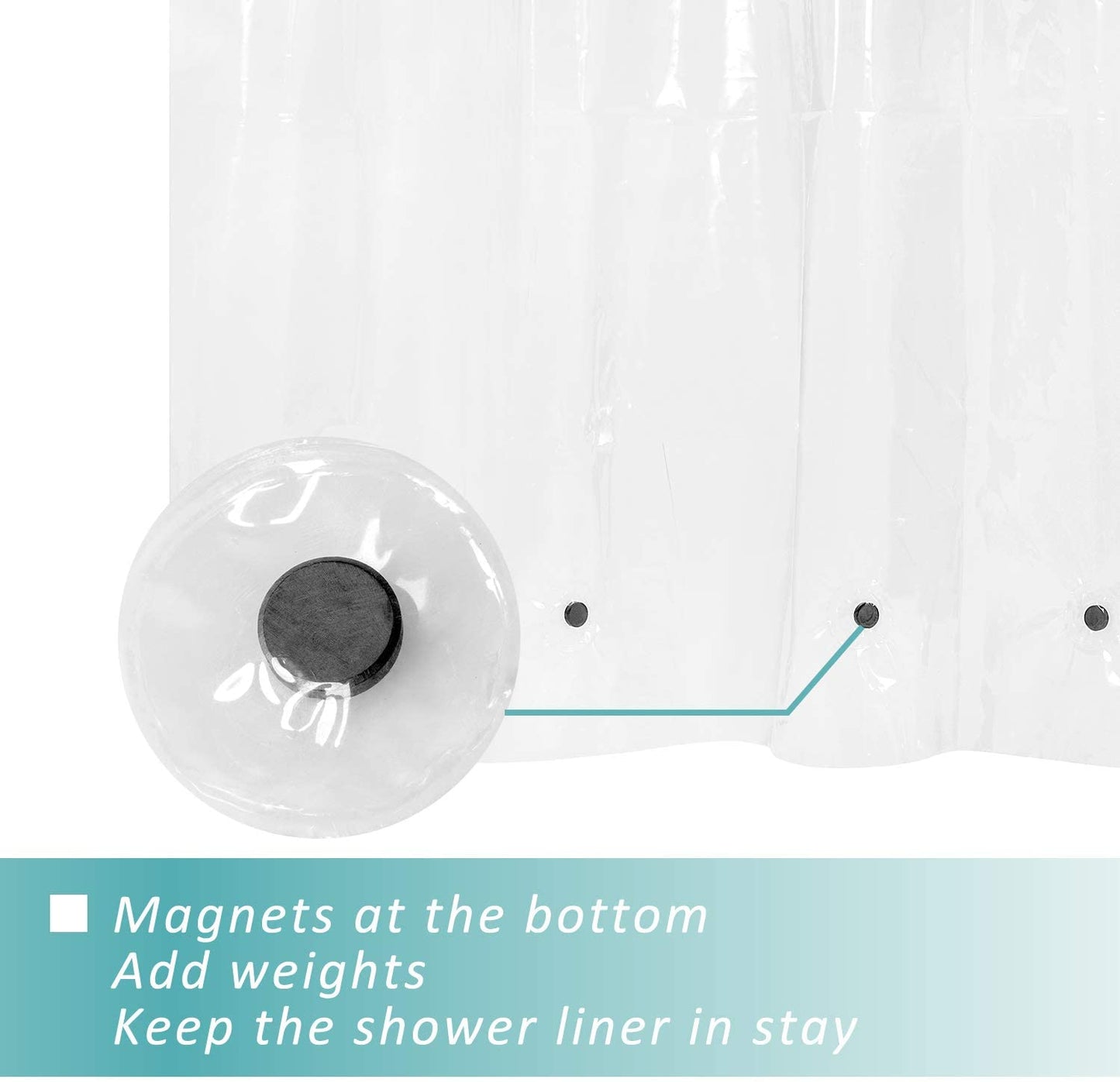 Deluxe Clear 100%  Waterproof Mildew-Free Shower Curtain 70X72"