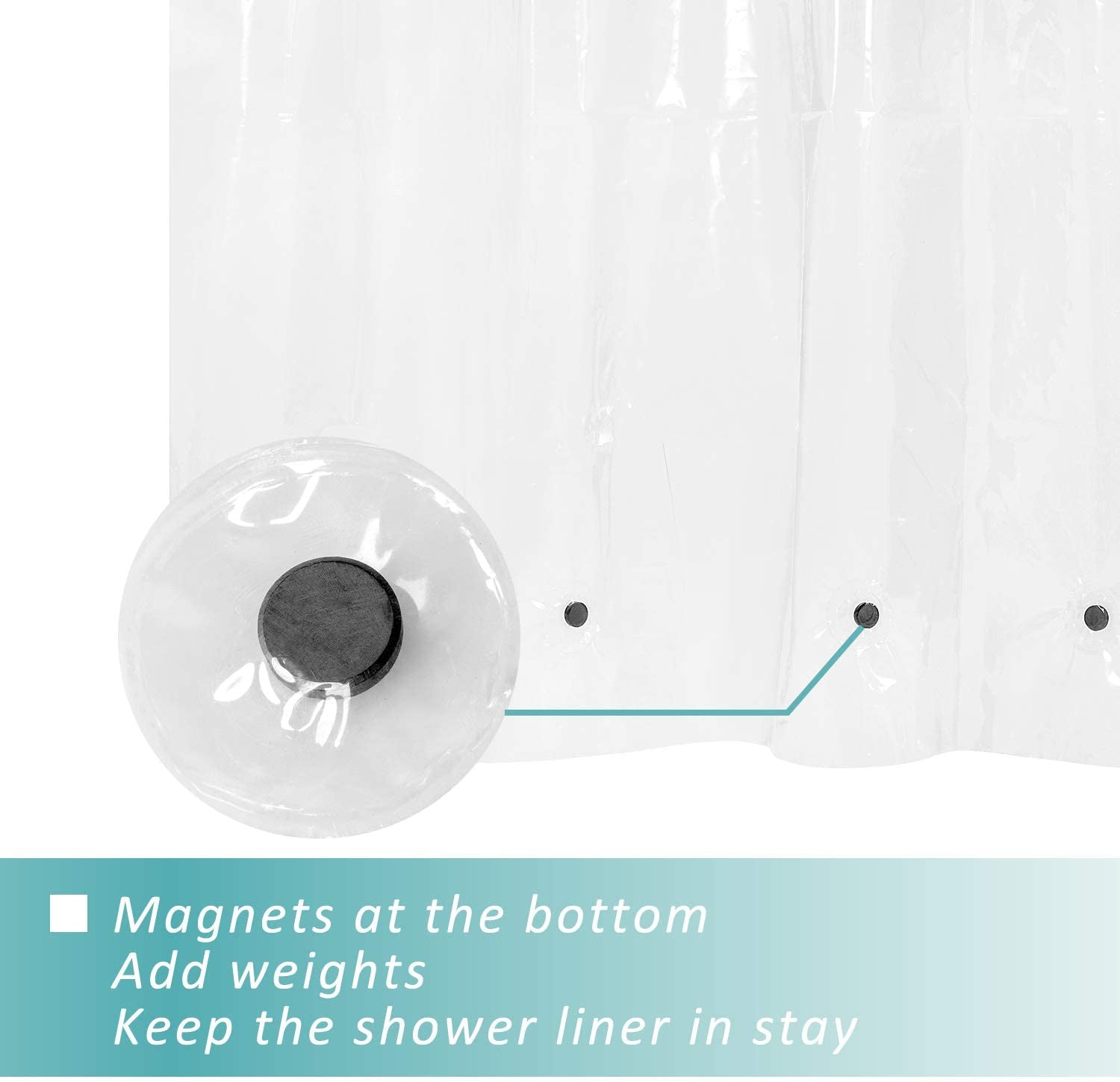 Deluxe Clear 100%  Waterproof Mildew-Free Shower Curtain 70X72"