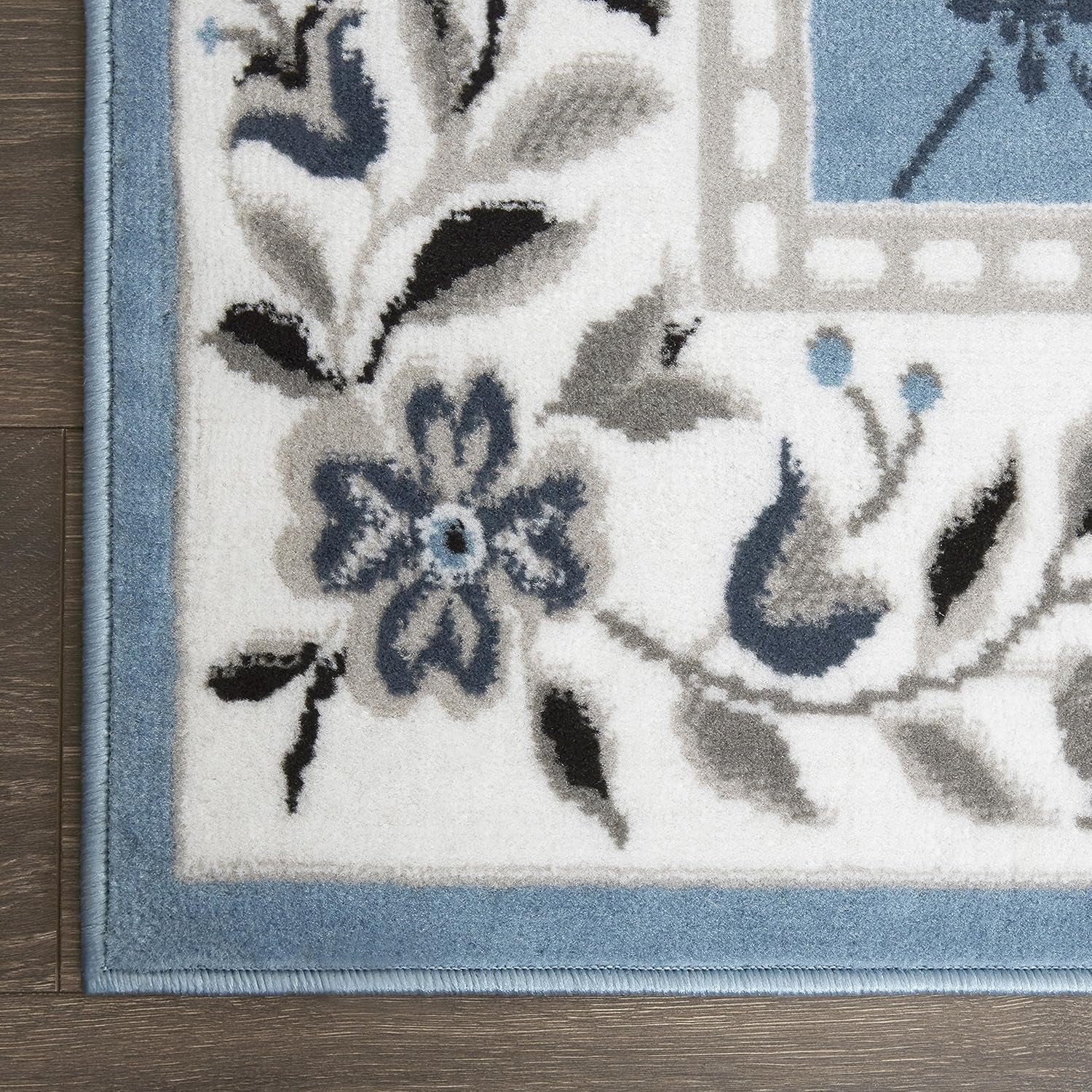 Premium Aydin Traditional Diamond Floral Area Rug, Blue/Ivory, 5'2"X7'4"