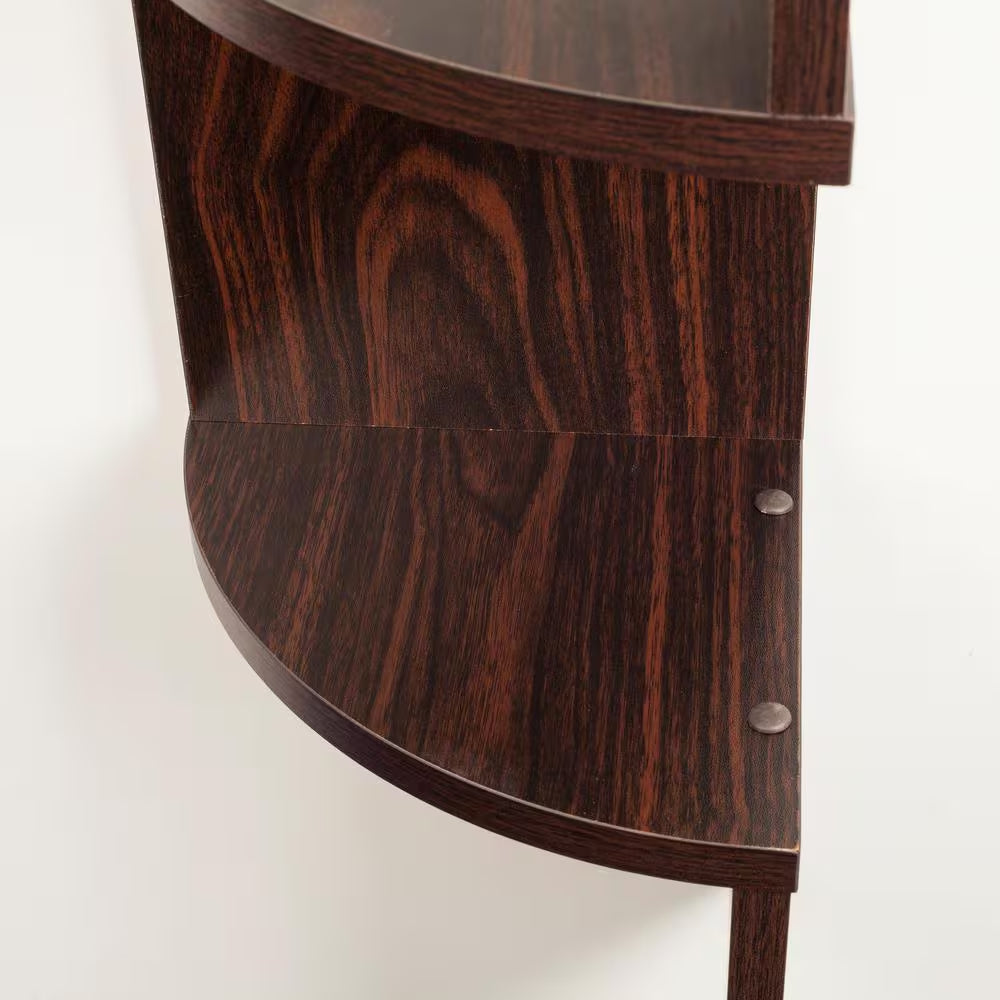 Zig Zag 7.75 in W X 7.75 In. D Floating Laminate Corner Wall Decorative Shelf in Walnut Finish