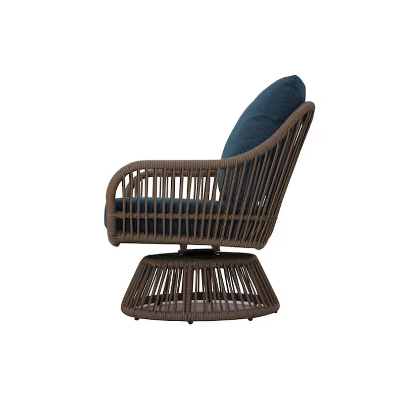 Killian 3 -Piece Wicker Patio Conversation Set with Blue Cushions