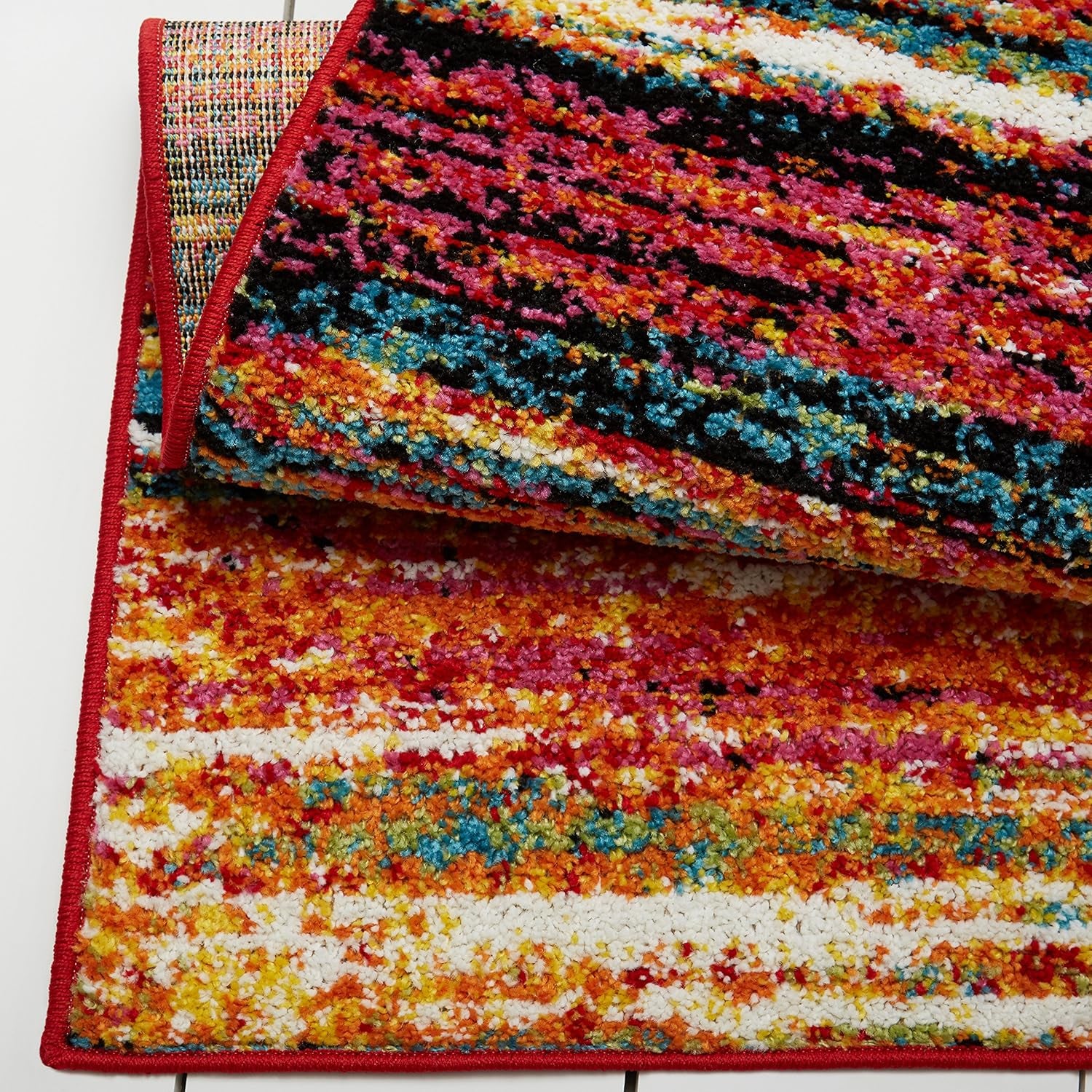 Splash Cellis Modern Area Rug, 6'6" X 9'2", Multi-Color Red/Yellow/Pink
