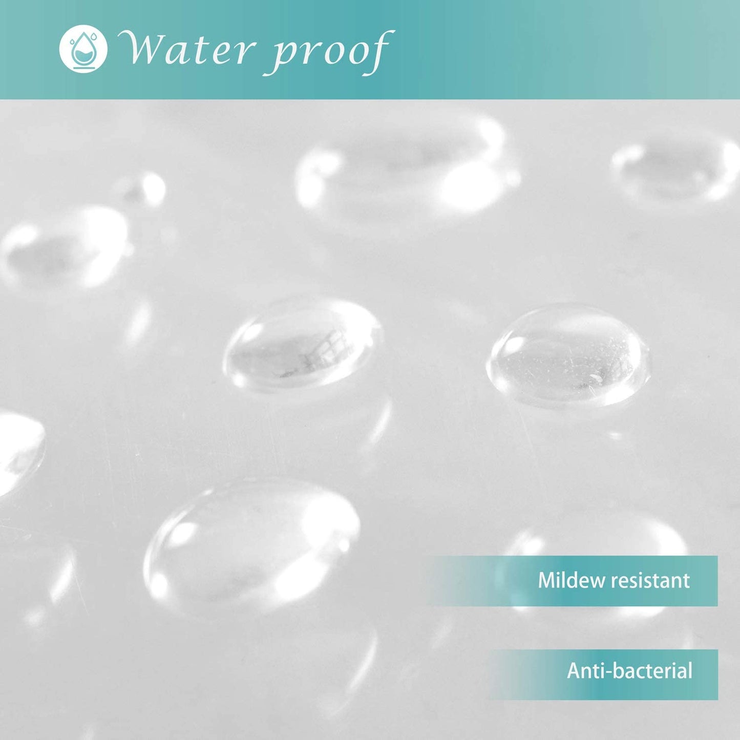 Deluxe Clear 100%  Waterproof Mildew-Free Shower Curtain 70X72"