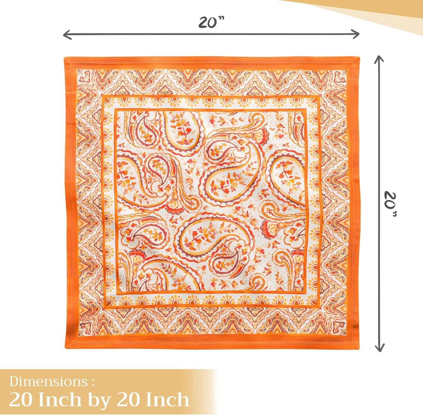 Cloth Napkins Set of 4 100% Cotton Everyday Reusable Square Napkins Cloth Washable, Dinner, Party, Wedding, Restaurant (Palatial Paisley, 20" X 20")