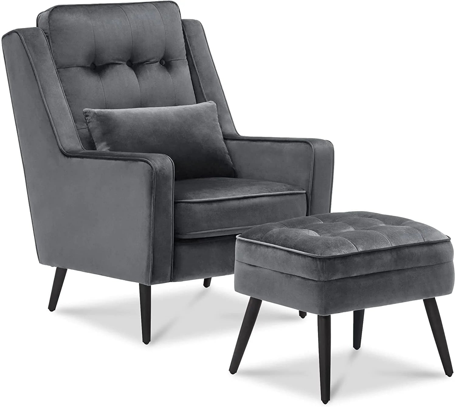 Modern Accent Club Arm Chair, Velvet Upholstered with Metal Legs 4278 (Dark Grey)
