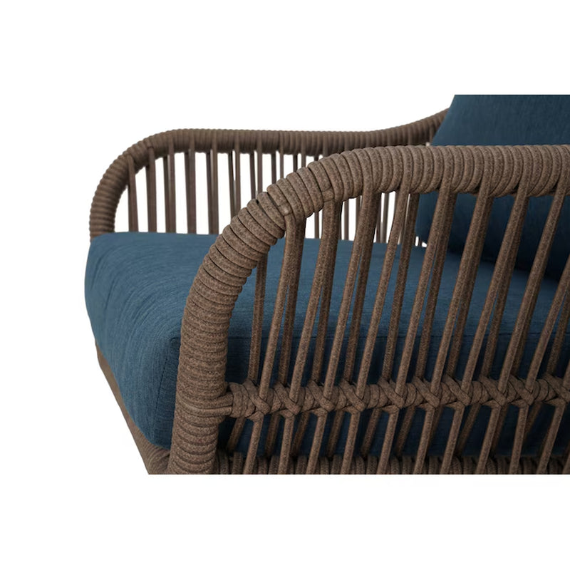Killian 3 -Piece Wicker Patio Conversation Set with Blue Cushions