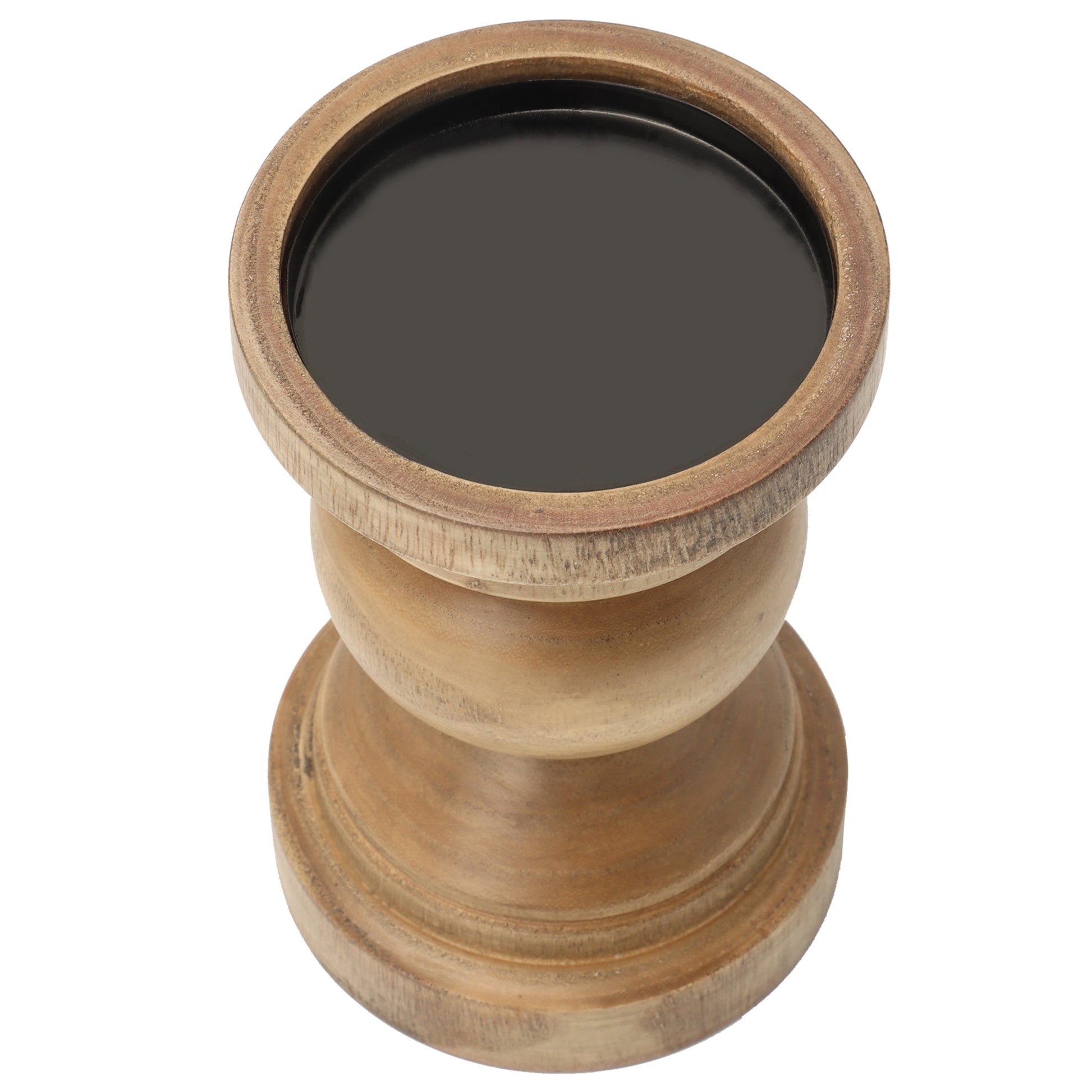 Decorative Wood Pillar Candleholder, Natural, 6"
