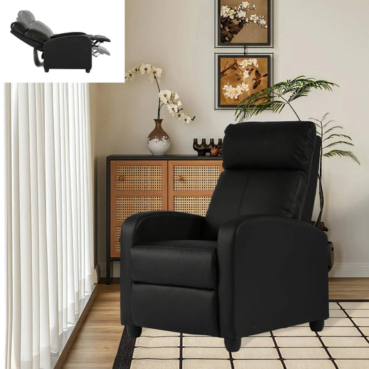 Recliner Chair for Living Room Home Theater Seating Single Reclining Sofa Lounge with Padded Seat Backrest (Black)