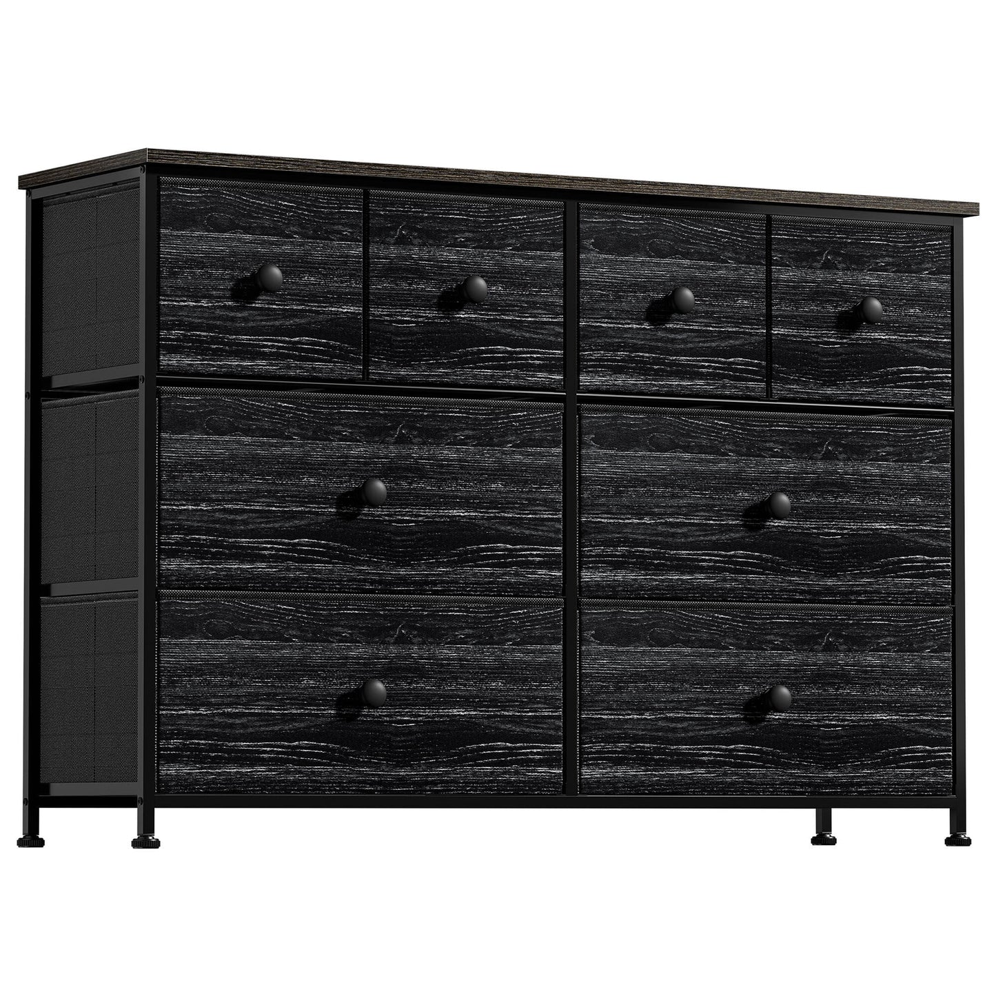 8 Drawer Dresser for Bedroom Chest of Drawers Fabric Storage Bin Black