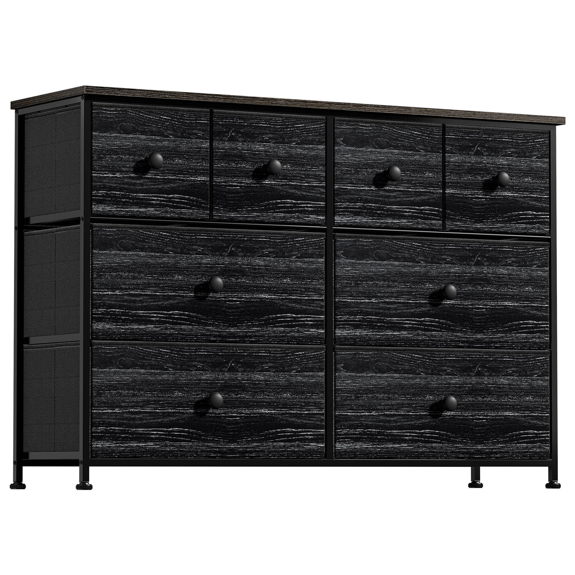 8 Drawer Dresser for Bedroom Chest of Drawers Fabric Storage Bin Black