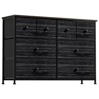 8 Drawer Dresser for Bedroom Chest of Drawers Fabric Storage Bin Black