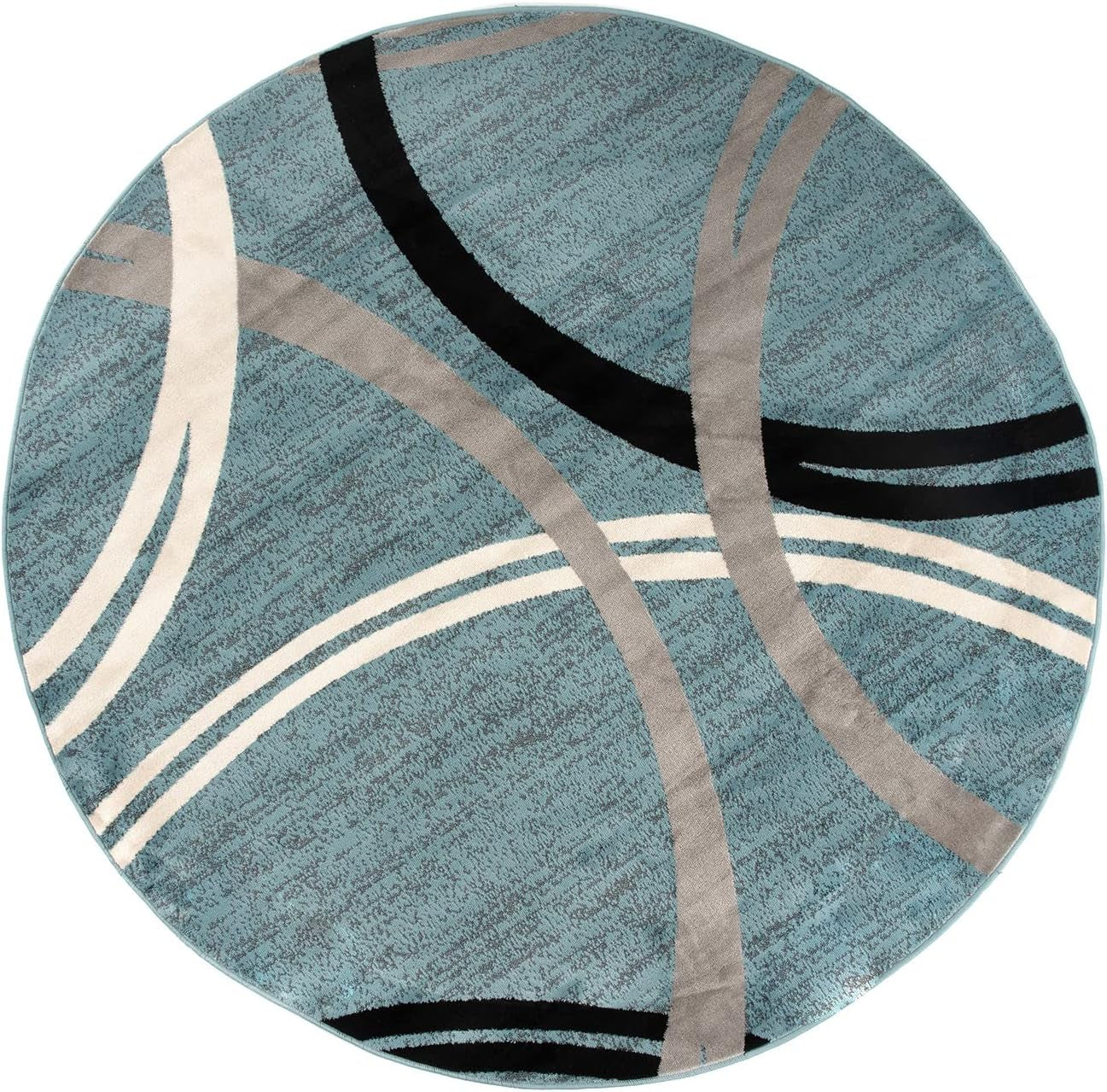 Modern Wavy Circles Design 6' 6" (6' 6" Diameter) Blue
