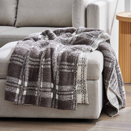 Soft Cozy Knit Oversize Couch Throw Blanket, Plaid