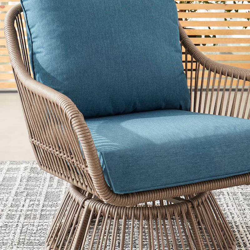 Killian 3 -Piece Wicker Patio Conversation Set with Blue Cushions