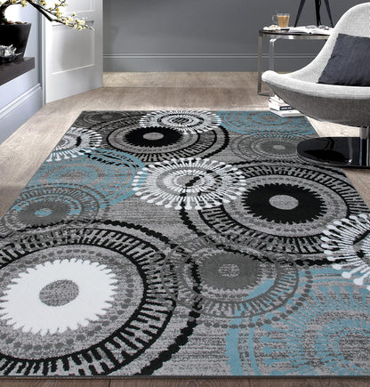 Contemporary Circles Area Rug 10' X 14' Blue