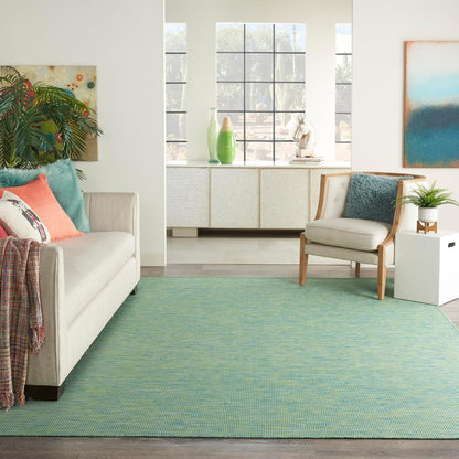 Positano Indoor/Outdoor Blue/Green 9' X 12' Area Rug, Easy Cleaning, Non Shedding, Bed Room, Living Room, Dining Room, Backyard, Deck, Patio (9X12)