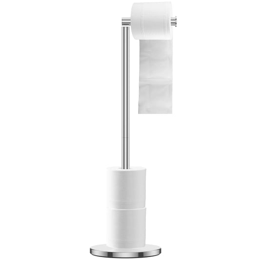 Free Standing Toilet Paper Holder Stand, Stainless Steel Toilet Paper Holder, Rustproof Tissue Roll Holder, Floor Stand Storage for Bathroom