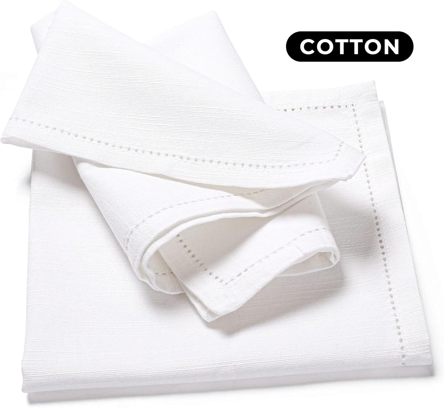 White Cotton Cloth Dinner Napkins 12 Pack – 16X16 Inch Dinner Napkins – Reusable, Machine Washable – Perfect for Wedding, Holiday, Thanksgiving, and Everyday Dining