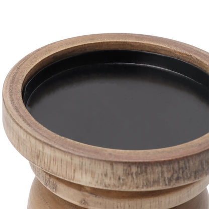 Decorative Wood Pillar Candleholder, Natural, 6"