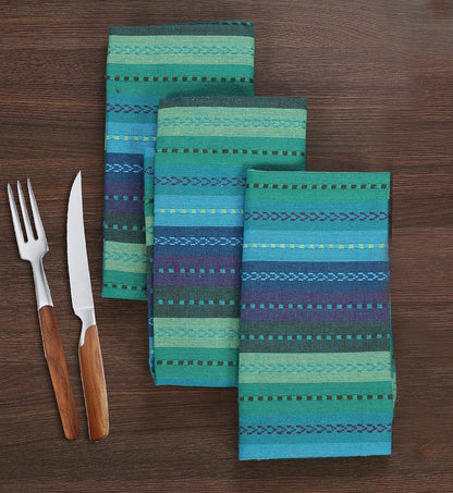 Lightnpro Salsa Stripes Cloth Napkins Set of 12 – Wedding, Christmas & Holiday Table Napkins, Machine Washable Cloth Napkins for Special Occasions & Everyday Use - 18X18 Inch Teal Multi