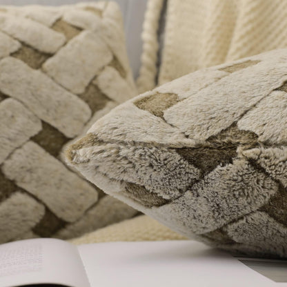 Pack of 2 Couch Pillows Covers,Faux Fur Throw Pillow Covers Cushion Covers Luxury Soft Decorative Pillowcase Fuzzy Pillowcovers for Bed/Couch,20X20 Inch Brown