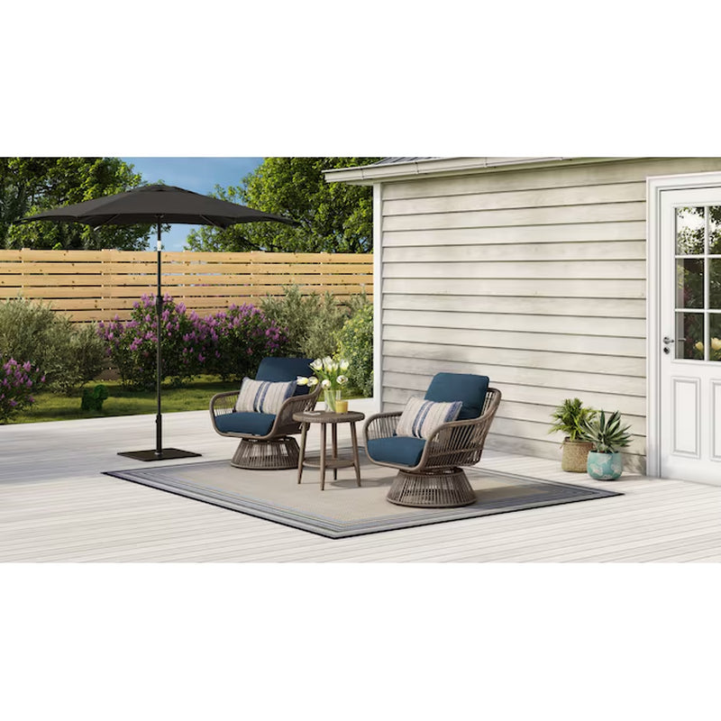 Killian 3 -Piece Wicker Patio Conversation Set with Blue Cushions