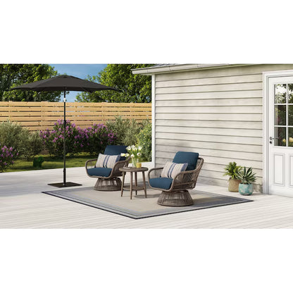 Killian 3 -Piece Wicker Patio Conversation Set with Blue Cushions