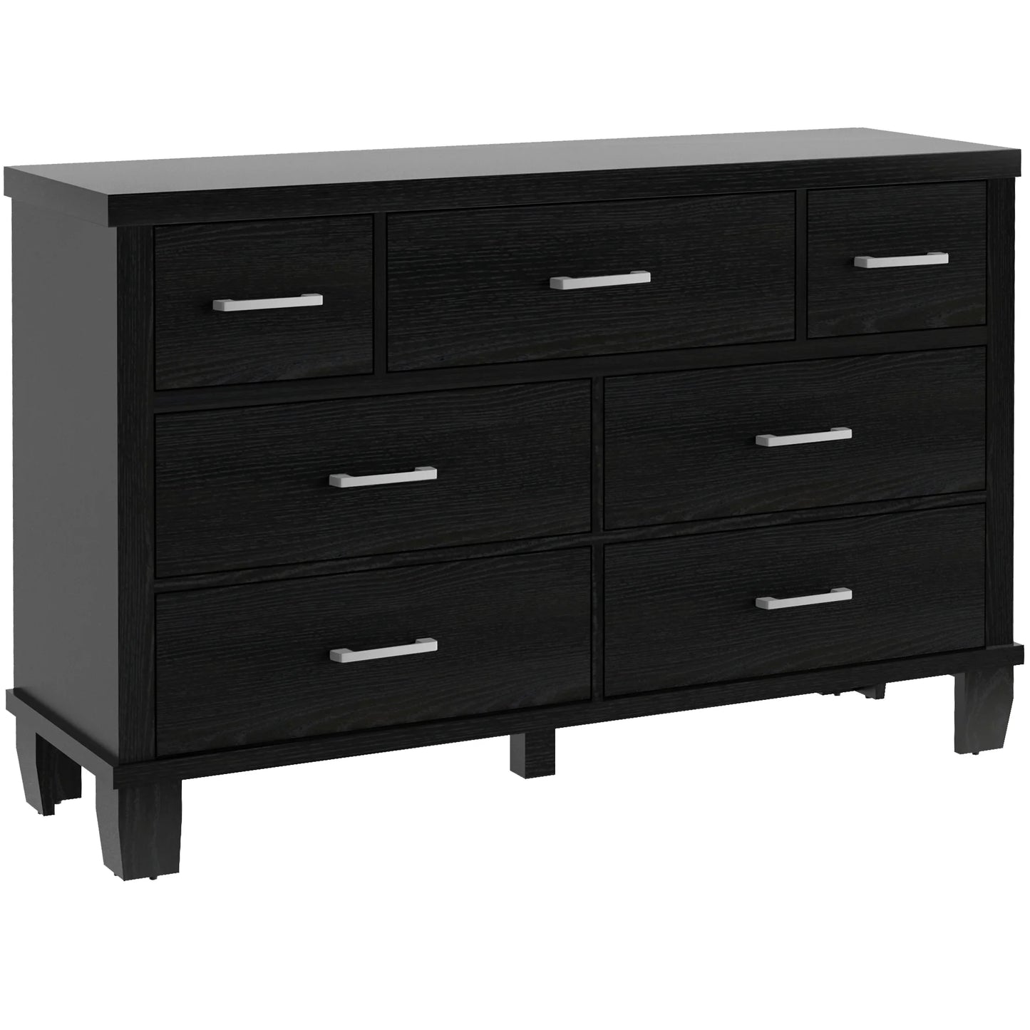 Dresser for Bedroom with 7 Drawers, Storage Drawer Organizer, Tall Chest of Drawers for Closet, Clothes, Kids, Baby, Living Room, Wood Drawers, Black