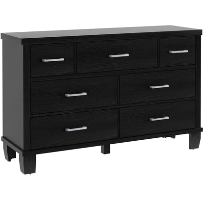 Dresser for Bedroom with 7 Drawers, Storage Drawer Organizer, Tall Chest of Drawers for Closet, Clothes, Kids, Baby, Living Room, Wood Drawers, Black