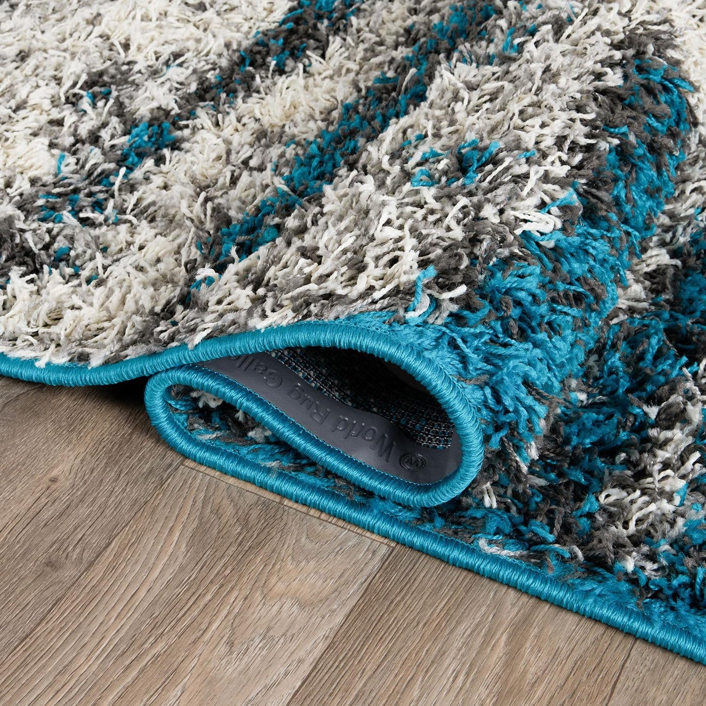 Contemporary Abstract Design Plush Shag Runner Rug 2' X 7' Turquoise