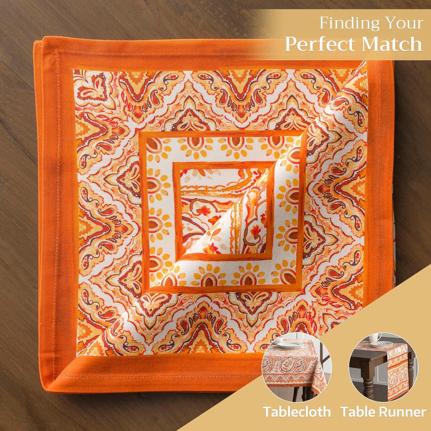 Cloth Napkins Set of 4 100% Cotton Everyday Reusable Square Napkins Cloth Washable, Dinner, Party, Wedding, Restaurant (Palatial Paisley, 20" X 20")