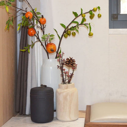 Rustic Wooden Vase Decorative, Natural Wood Vase with Glass Tube for Home Decor, Table, Mantel, Living Room Decoration (Natural)