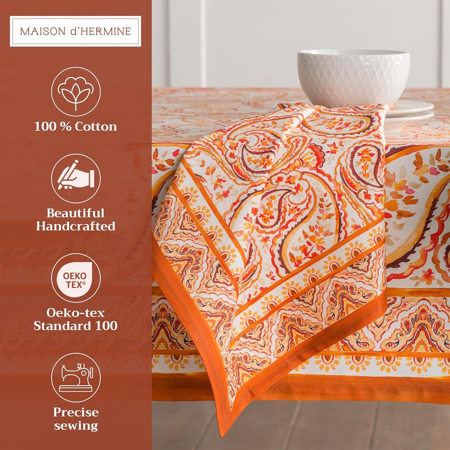 Cloth Napkins Set of 4 100% Cotton Everyday Reusable Square Napkins Cloth Washable, Dinner, Party, Wedding, Restaurant (Palatial Paisley, 20" X 20")