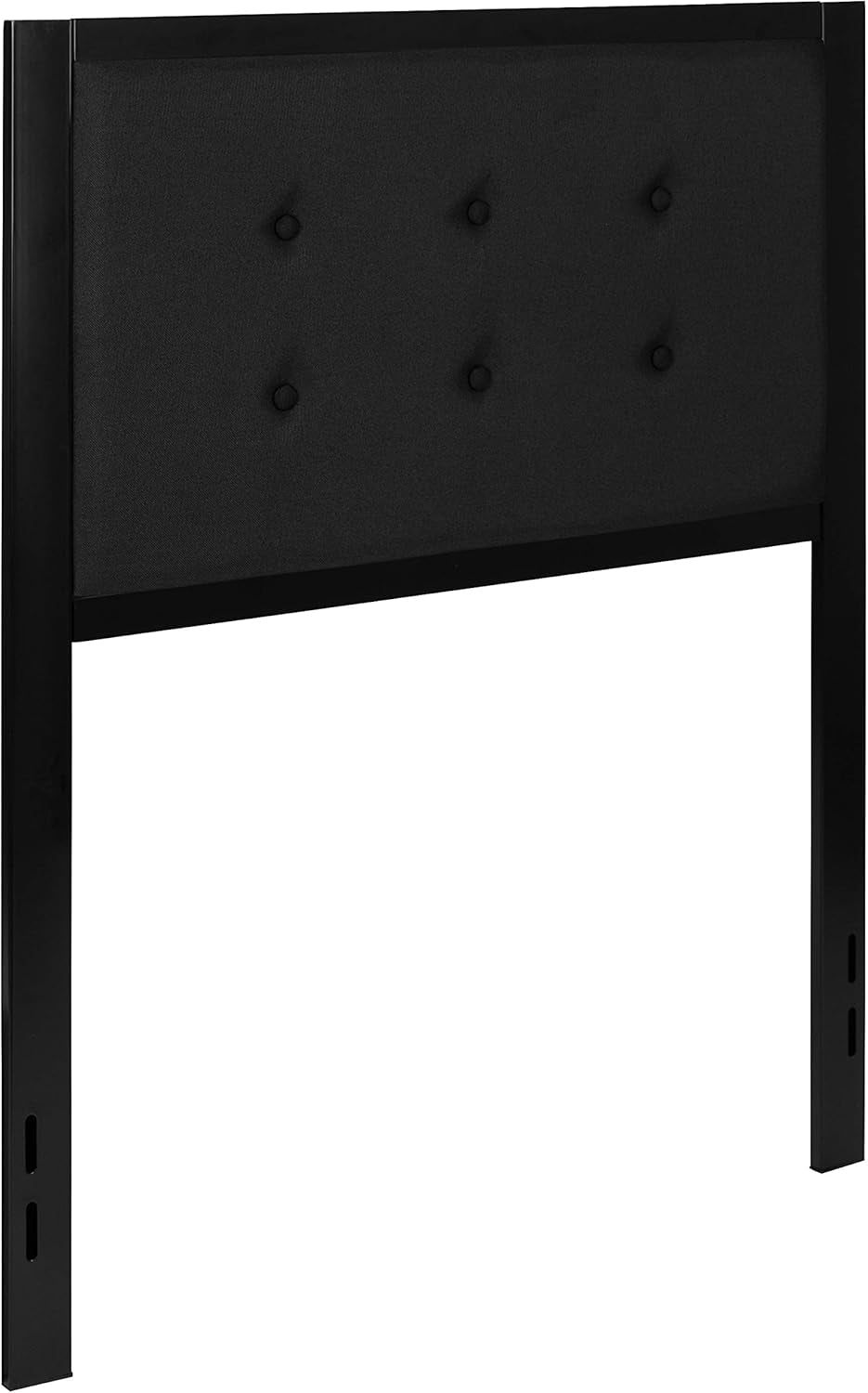 Twin Size Upholstered Metal Panel Headboard in Tufted Black Fabric