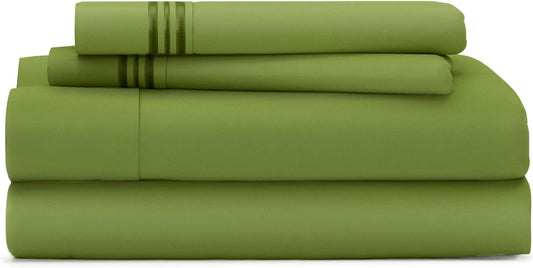 Everyday 1500 Series Bed Sheet Set - Ultra Soft & Cool Hotel Bedding - Deep Pocket - Wrinkle, Stain and Fade Resistant - 4 Piece Set (Full, Olive Green)