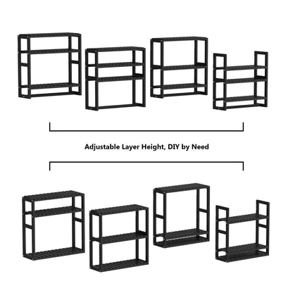 over the Toilet Storage Rack, 3 Tier Bathroom Organizer Shelf over Toilet, Freestanding Space Saver Toilet Stands Floating Shelves Wall Shelf Rustic Bamboo Shelves for Storage （Black）