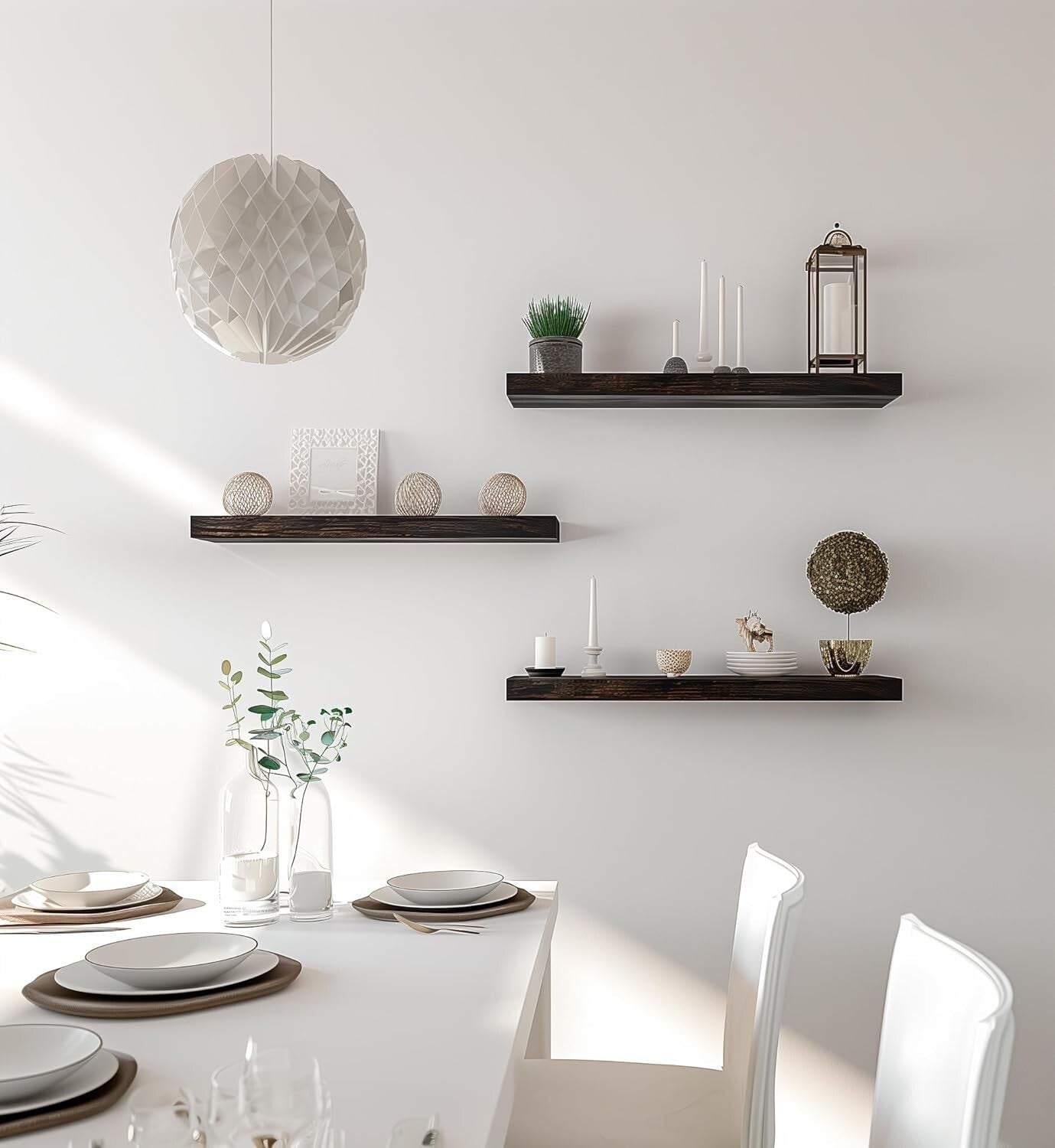 6 Pack Rustic Wood Floating Shelves for Wall Decor Farmhouse Shelf for Bedroom