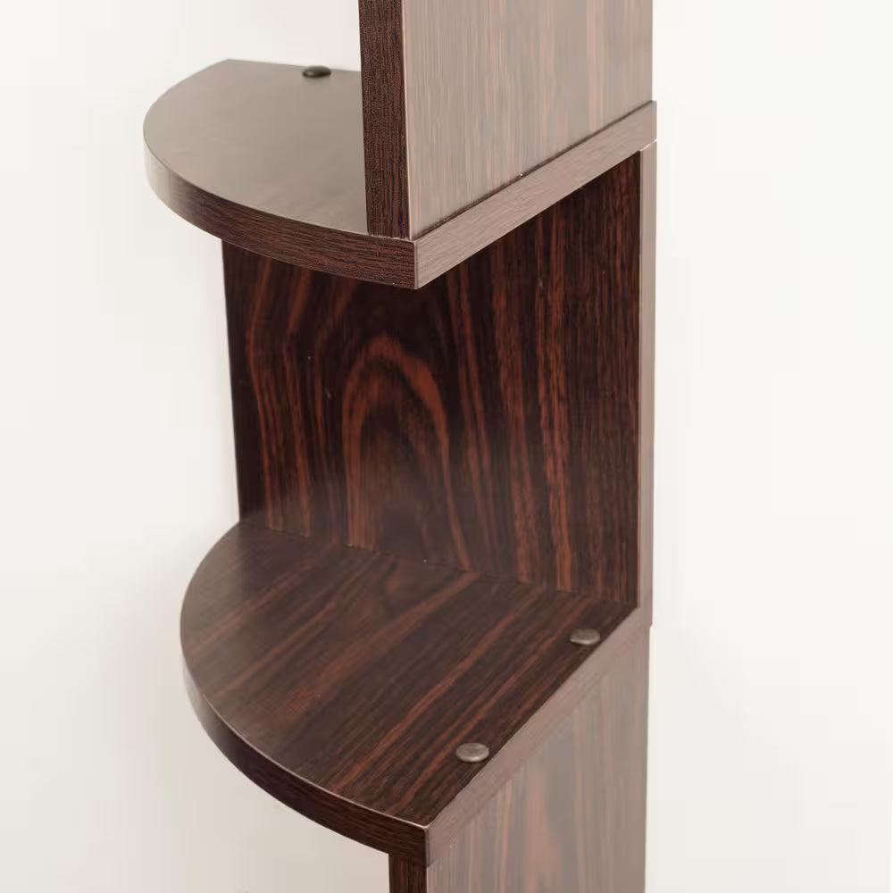 Zig Zag 7.75 in W X 7.75 In. D Floating Laminate Corner Wall Decorative Shelf in Walnut Finish
