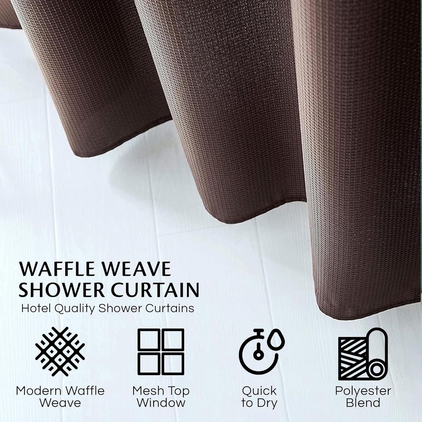 Waffle Weave Shower Curtain with Liner Sets - Modern Shower Curtain for Bathroom with Mesh Top Window - Premium Quality Fabric Snap S𝐡ower Cur𝚝ain