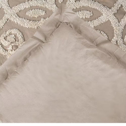 Eden Comforter 2-Piece Floral Design Linen & Ivory Twin 100% Cotton Tufted Chenille Comforter Set