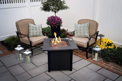 30" Outdoor Propane Gas Rock Top Fire Pit (Lava Rocks)