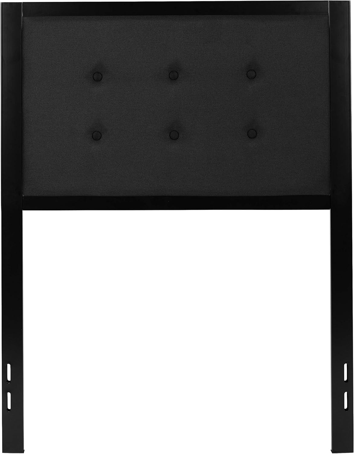 Twin Size Upholstered Metal Panel Headboard in Tufted Black Fabric
