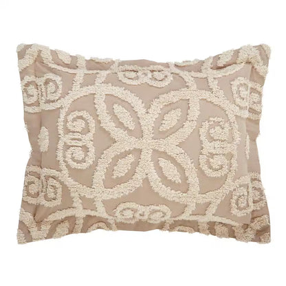 Eden Comforter 2-Piece Floral Design Linen & Ivory Twin 100% Cotton Tufted Chenille Comforter Set
