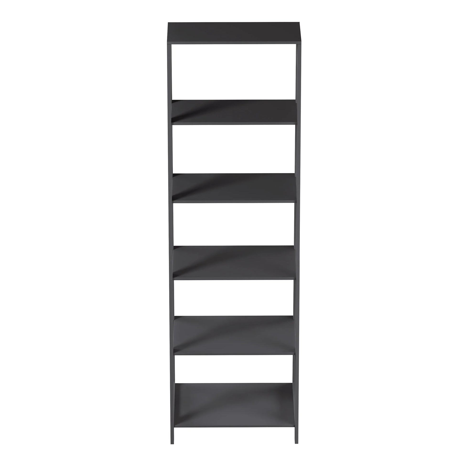 5-Tier Ladder Bookshelf, Leaning Decorative Shelves for Display - Wood Shelf for Living Room, Bathroom, and Kitchen Storage, Gray
